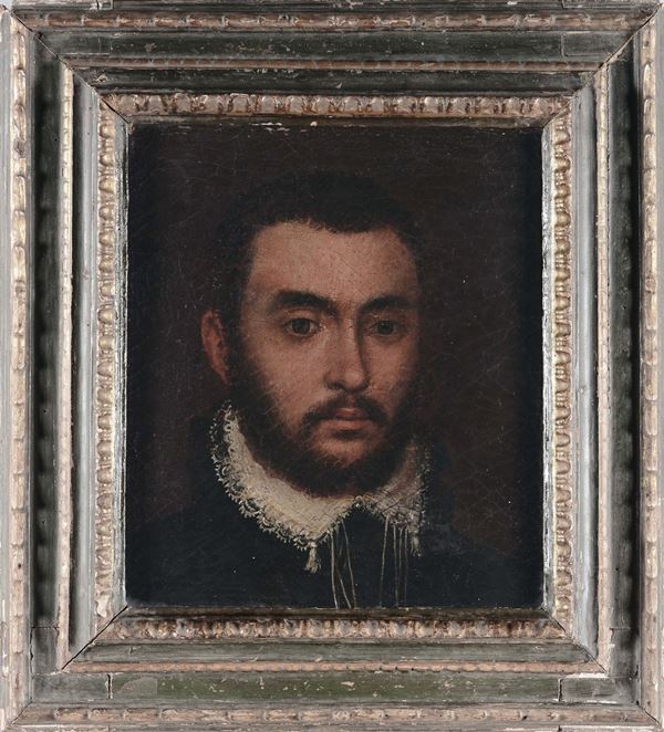 Carletto Carliari (1570-1596), attribuito a Ritratto di gentiluomo con colletto bianco