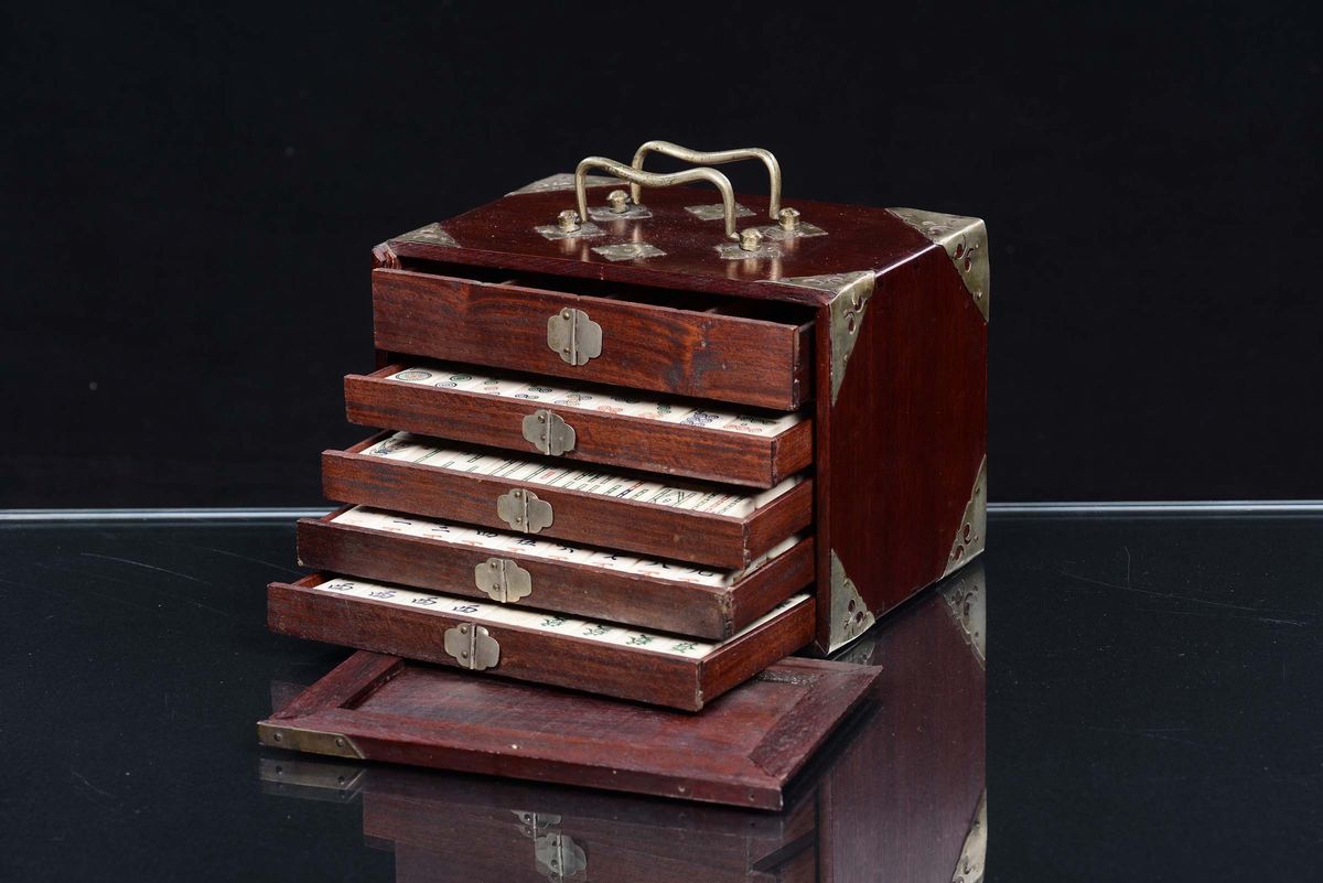 Scatola Gioco Majong in Legno e Avorio