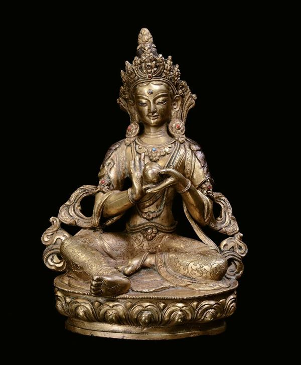 Amitaya  in  bronzo dorato, Cina, Repubblica, XX secolo