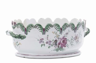 Rinfrescatoio in Maiolica con Decoro alla Rosa, Marca D.C., XVIII Secolo