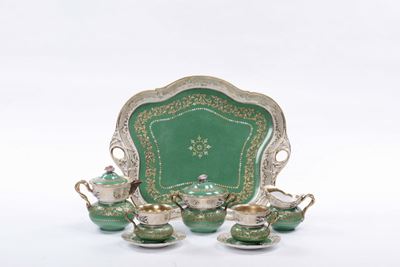 Servizietto da Caffè in Porcellana a Fondo Verde