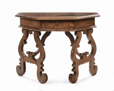 Console Fratina in Noce Esagonale, XVIII-XIX Secolo