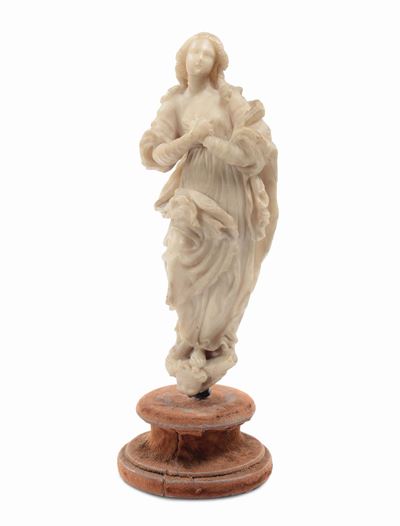 Statua in Alabastro Raffigurante Santa, Sicilia XVIII Secolo