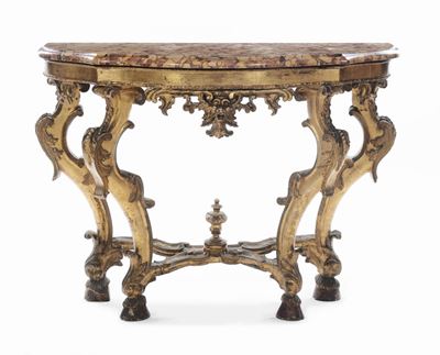 Console Luigi XV in Legno Intagliato e Dorato, XVIII Secolo
