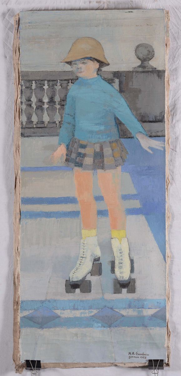 Maria Antonietta Gambaro (1929-1981) Bambina sui pattini  - Auction Time Auction 1-2014 - Cambi Casa d'Aste