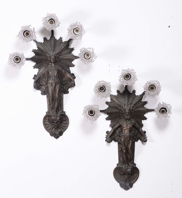 Otto appliques Liberty in antimonio, XX secolo