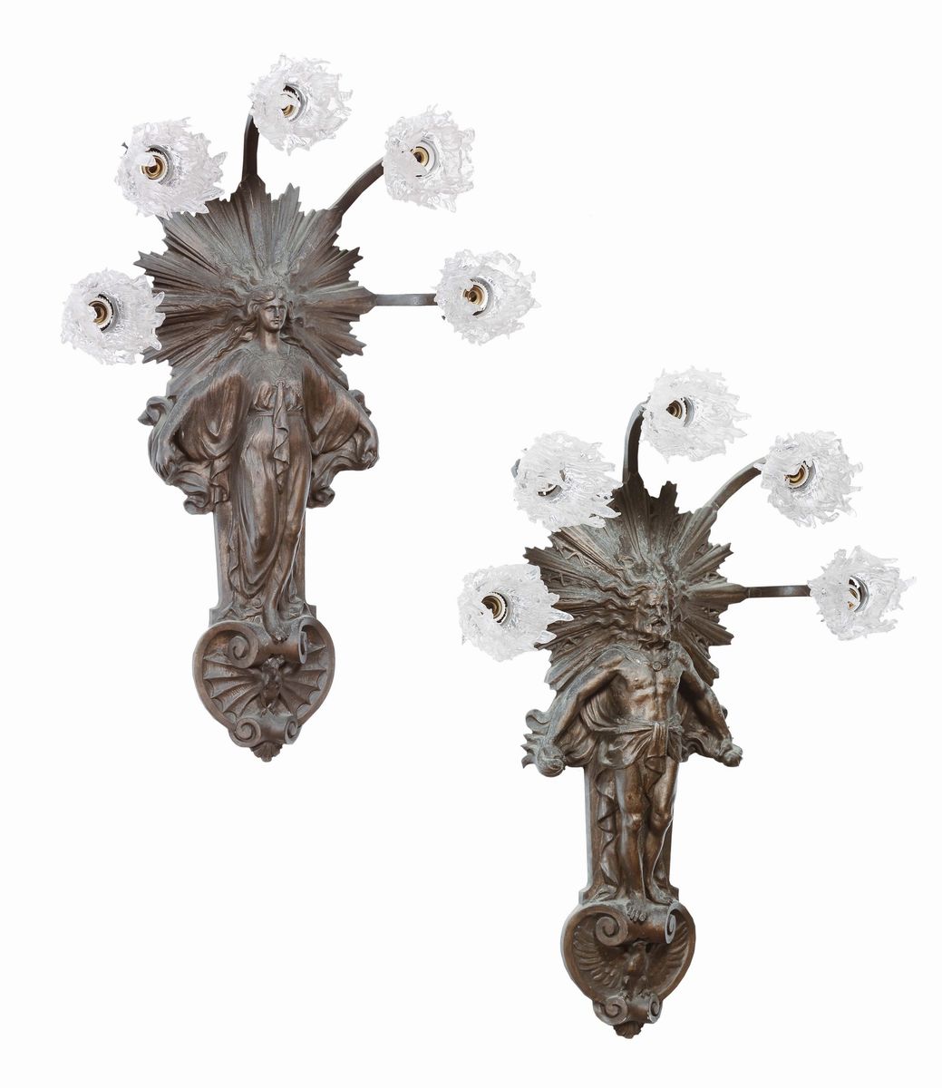 Otto Appliques Liberty in Antimonio, XX Secolo