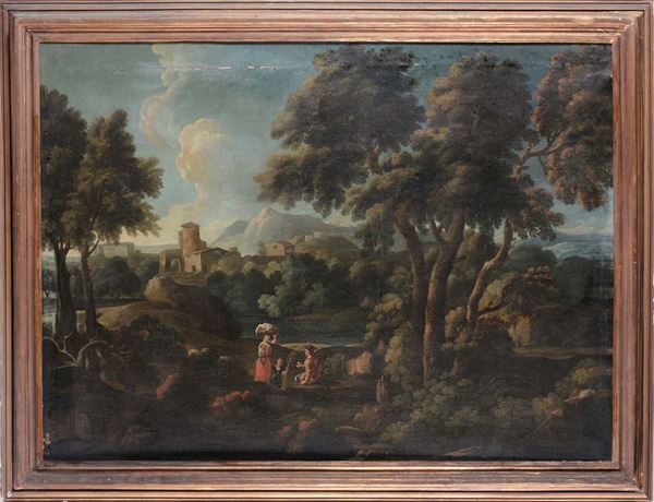 Scuola del XVIII secolo Paesaggio con figure