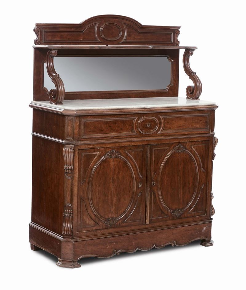 Coppia di credenze Luigi Filippo con alzata a specchio  - Auction Furnishings and Works of Art from Important Private Collections - Cambi Casa d'Aste