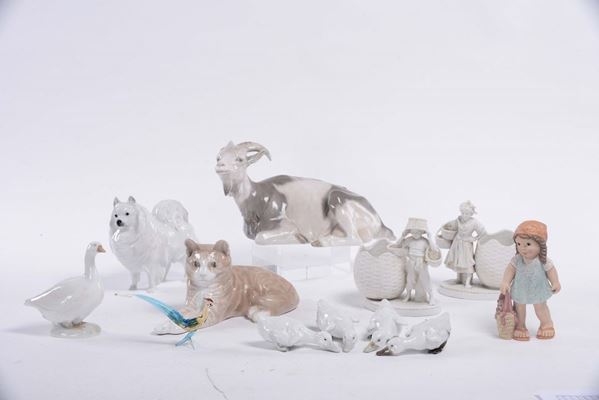 Lotto di animali in porcellana Copenhagen e altro