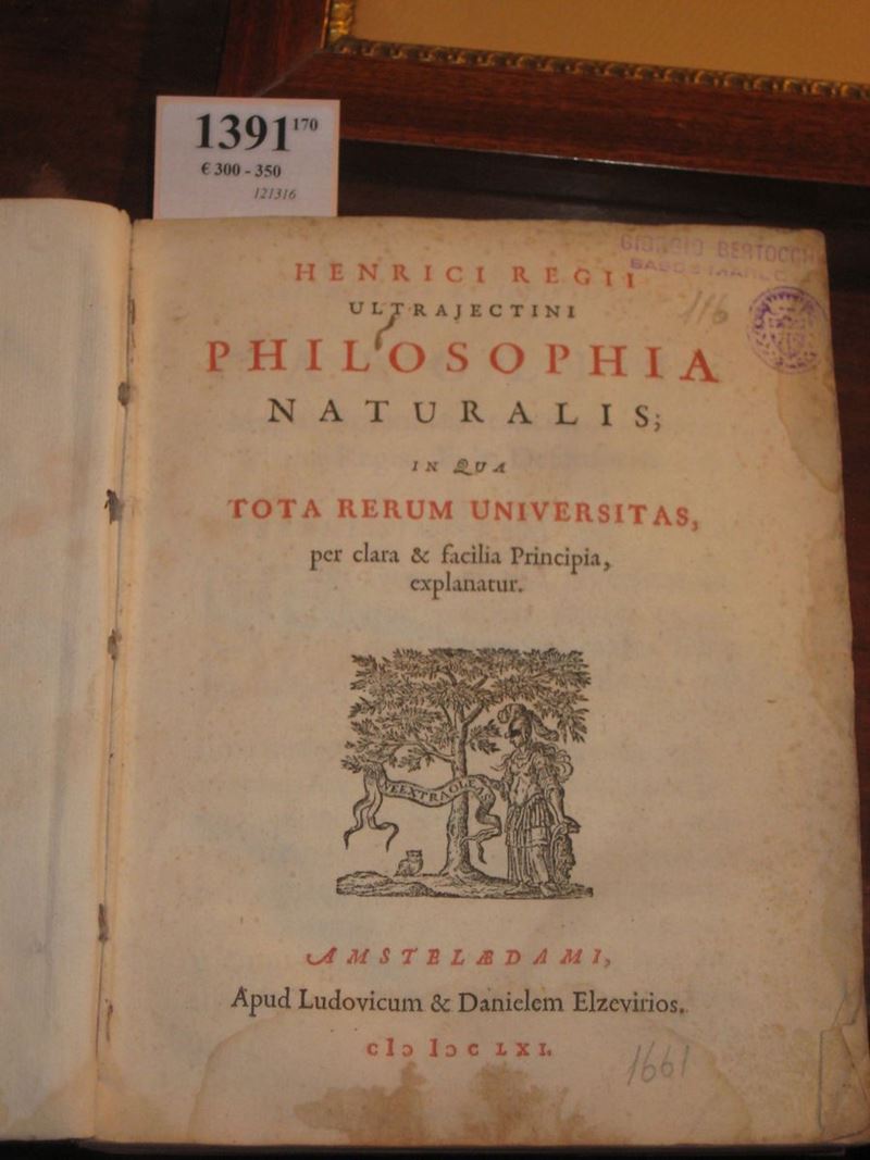 Regius, Henrici Philosophia naturalis  - Auction Furnishings and Works of Art from Important Private Collections - Cambi Casa d'Aste