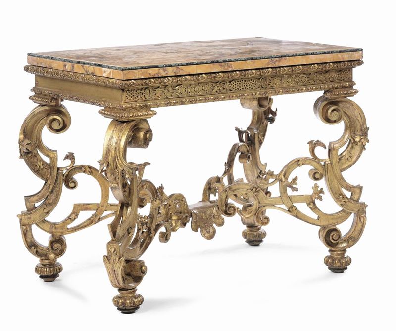 Console in legno intagliato e dorato, XVIII secolo  - Auction Furnishings and Works of Art from Important Private Collections - Cambi Casa d'Aste