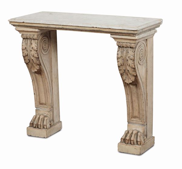Consolle in marmo con piedi a griffe, XIX secolo