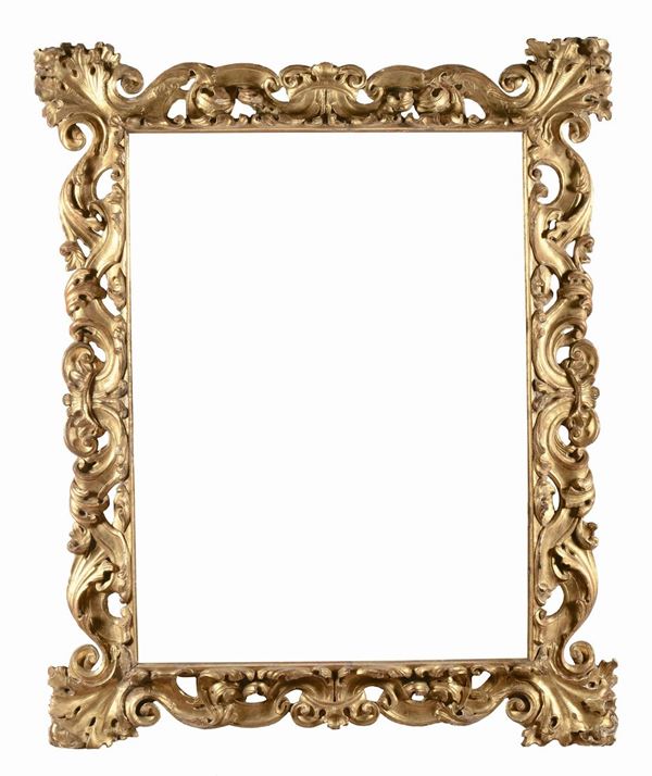 Cornice Luigi XV in legno intagliato e dorato, XVIII secolo