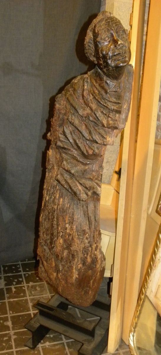 Scultura in legno raffigurante Santo, XVII secolo  - Asta Arredi dalle dimore degli eredi Ercole Marelli e altre provenienze - Cambi Casa d'Aste