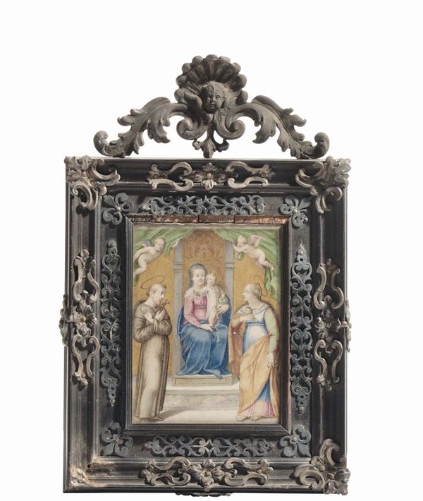 Frans van de Casteele detto Francesco da Castello (Bruxelles 1541 - Roma 1621) Madonna con il Bambino San Francesco e la Maddalena