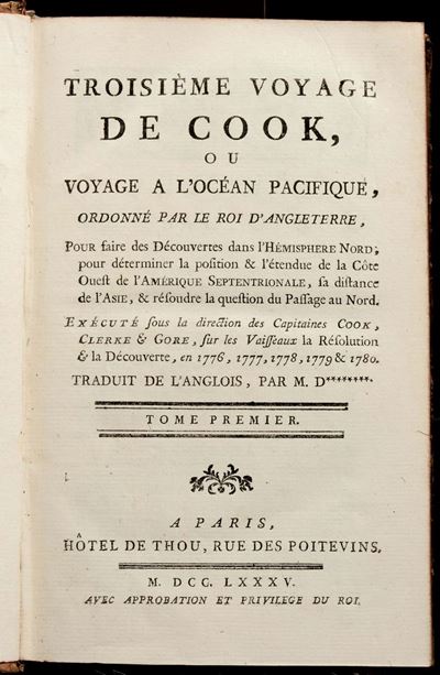Cook, Jamestroisième Voyage De Cook,ou Voyage a L’ocean Pacifique, ..traduit De L’anglois, Par M....