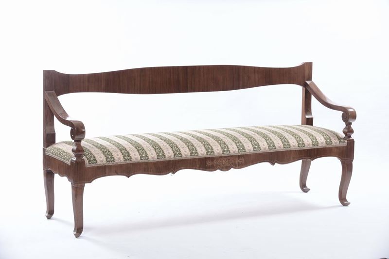 Divanetto in legno filettato, XIX secolo  - Auction Time Auction 7-2014 - Cambi Casa d'Aste