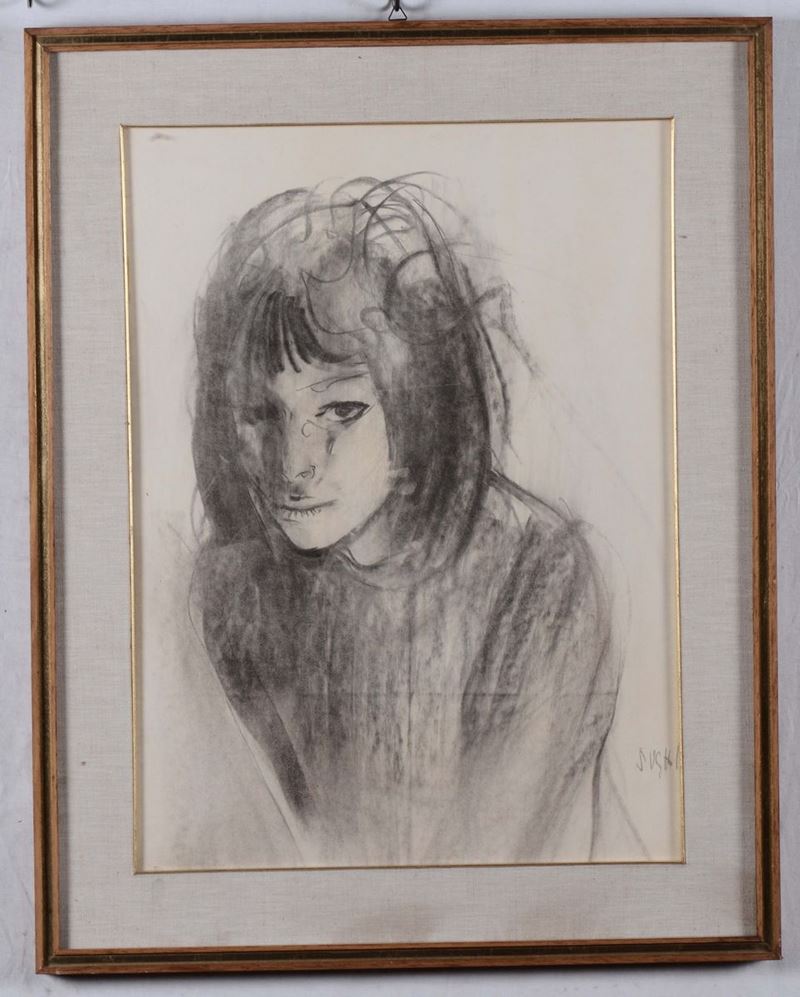 Alberto Sughi (1928), attribuito a Ritratto femminile  - Asta Asta a Tempo 05-2014 - Cambi Casa d'Aste