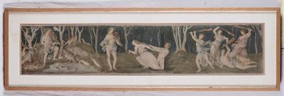 Sovrapporta con Stampa Raffigurante Scene della Vita di Orfeo