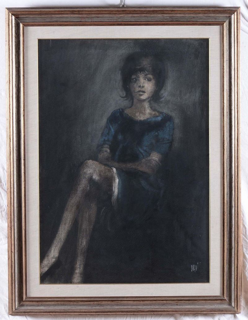 Alberto Sughi (1928), attribuito a Ritratto femminile  - Auction Furnishings and Works of Art from Important Private Collections - Cambi Casa d'Aste
