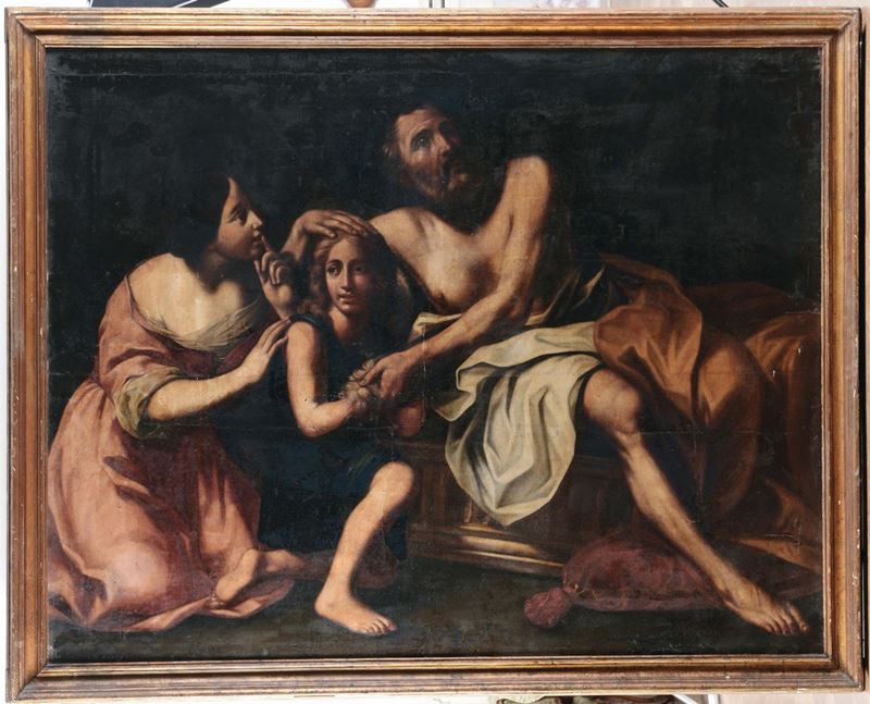 Carlo Cignani (Bologna 1628 - Forlì 1719), ambito di Isacco benedice Giacobbe  - Asta Dipinti Antichi - II - Cambi Casa d'Aste
