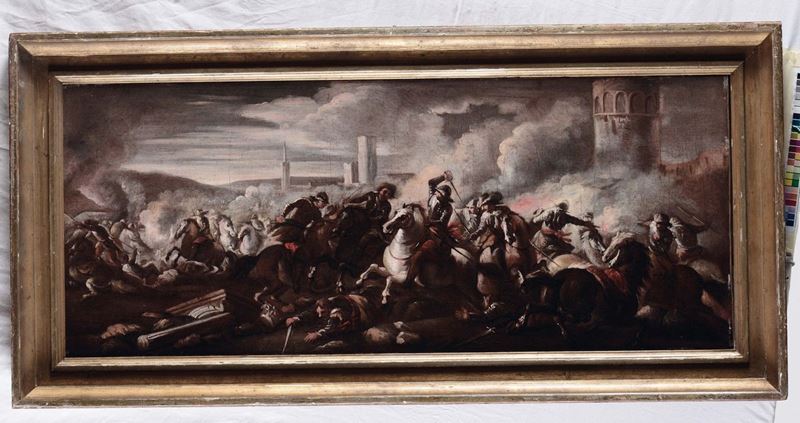 Scuola del XVIII secolo Battaglia con cavalieri  - Auction Furnishings and Works of Art from Important Private Collections - Cambi Casa d'Aste