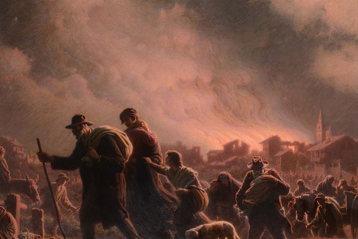 Angelo Vernazza (genova 1869 - 1937)fuga Dall'incendio