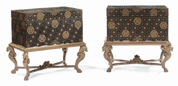 A pair of large lacquered chests, Japan, 19th century
