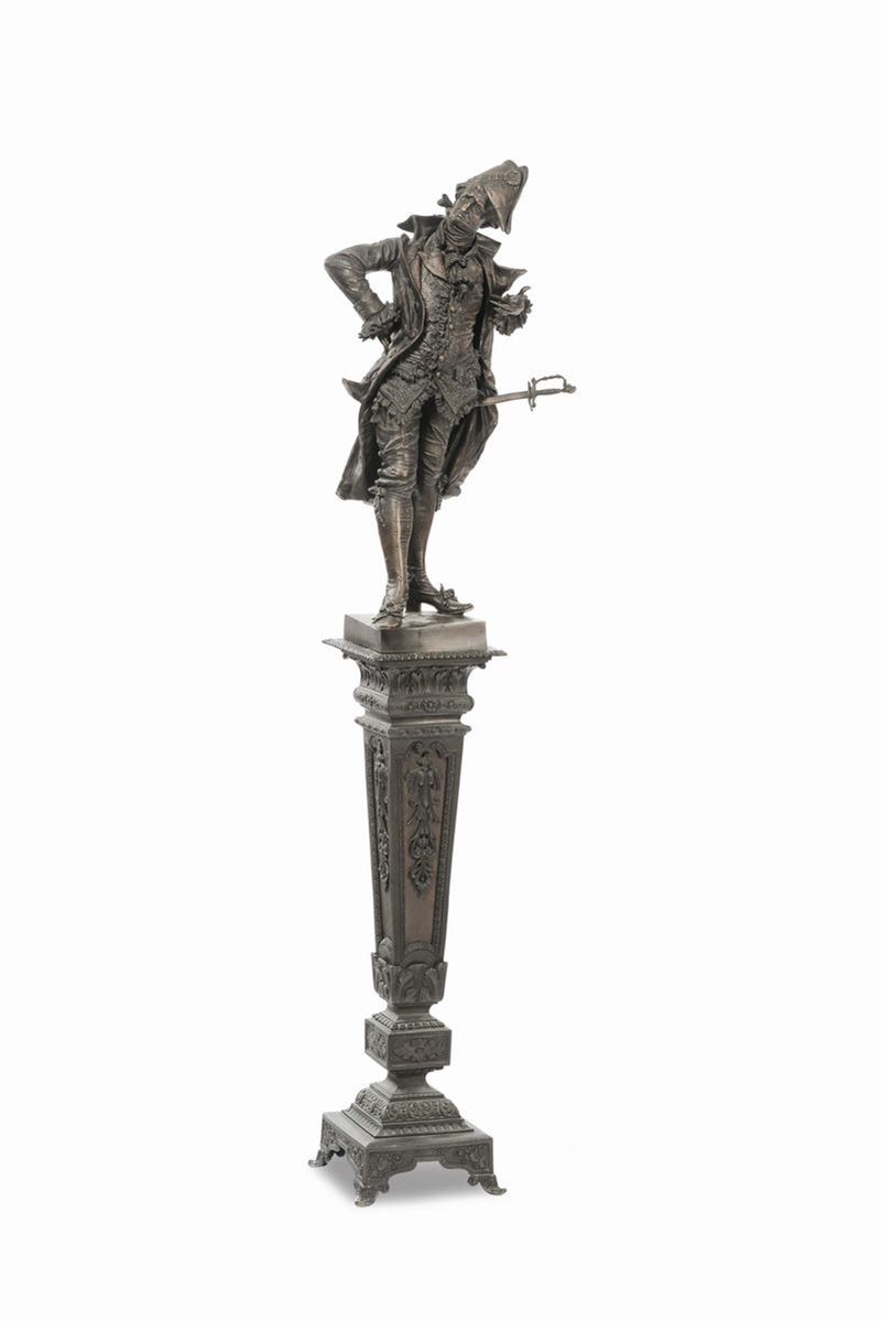 Scultura in bronzo brunito, Fonderia Pandiani, fine XIX secolo  - Asta Arredi e Oggetti d'Arte da Importanti Collezioni Private - Cambi Casa d'Aste
