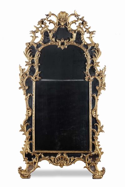 Specchiera Luigi XV in Legno Intagliato e Dorato, XVIII Secolo