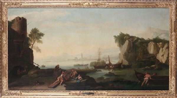 Adrien Manglard (Lione 1695 - Roma 1760) Veduta costiera