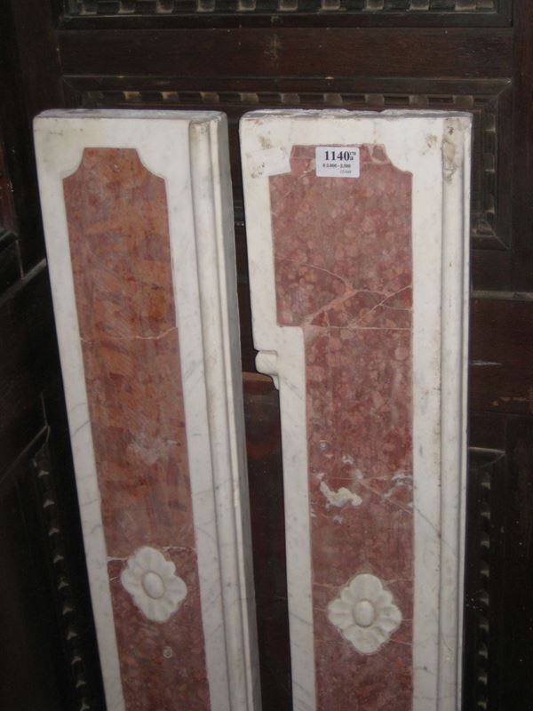 Camino in marmo bianco e rosso