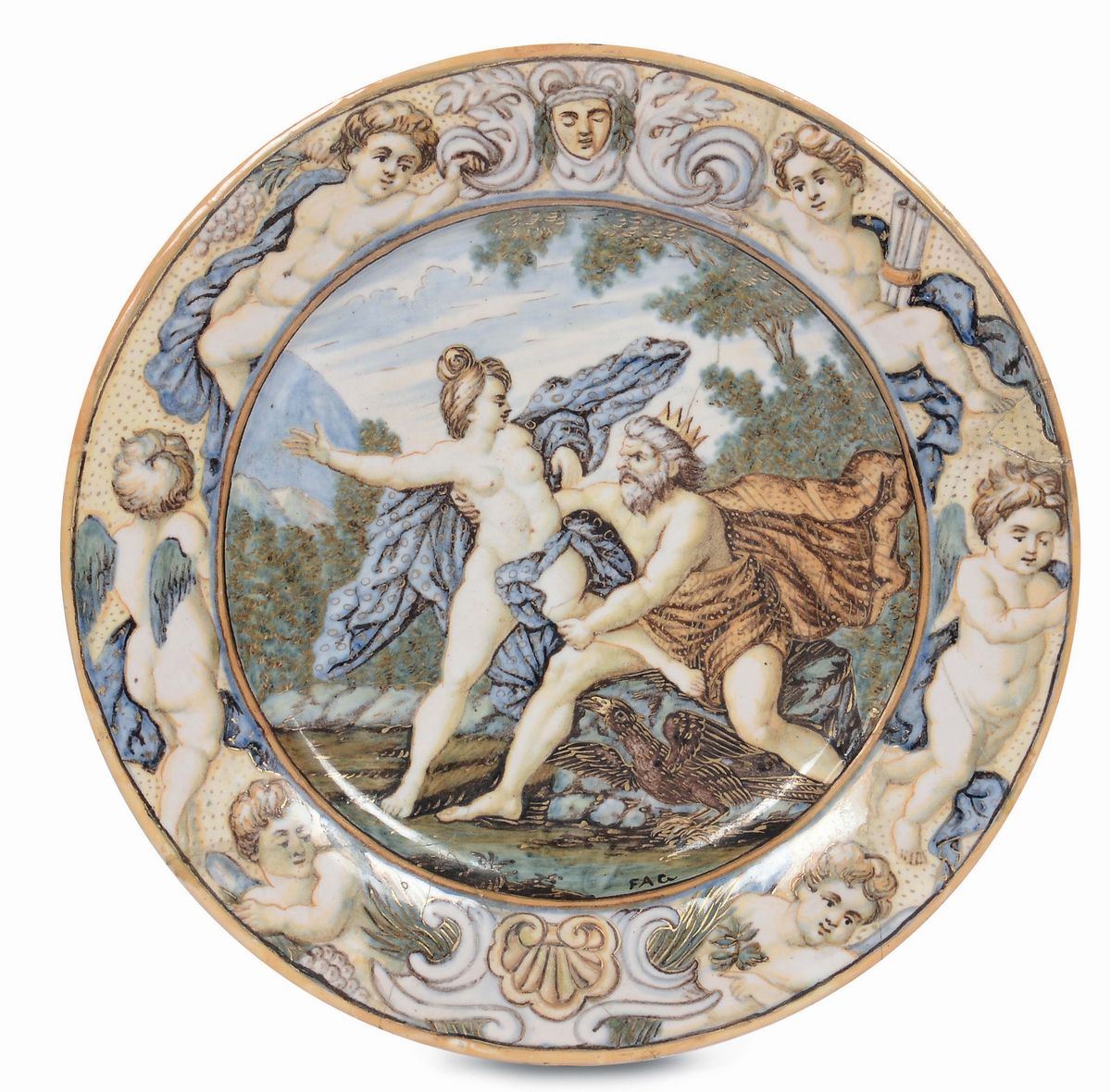 Coppia di Piatti in Maiolica Policroma, Castelli XVIII Secolo