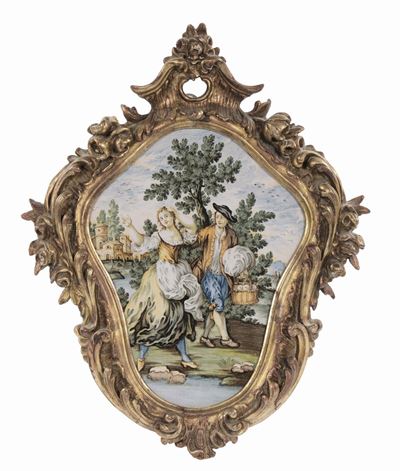 Placca di Maiolica Policroma, Castelli XVIII Secolo