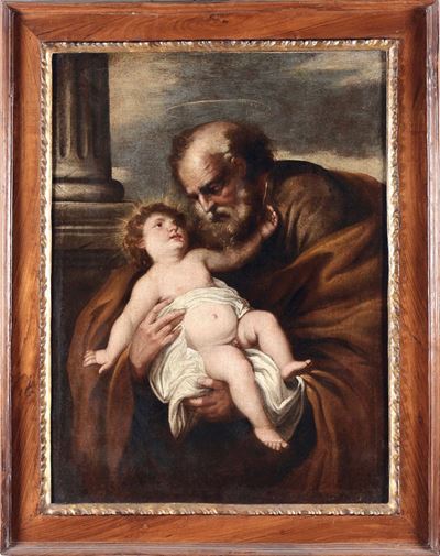 Orazio De Ferrari (voltri 1605 - Genova 1657)giuseppe con il Bambin Gesù