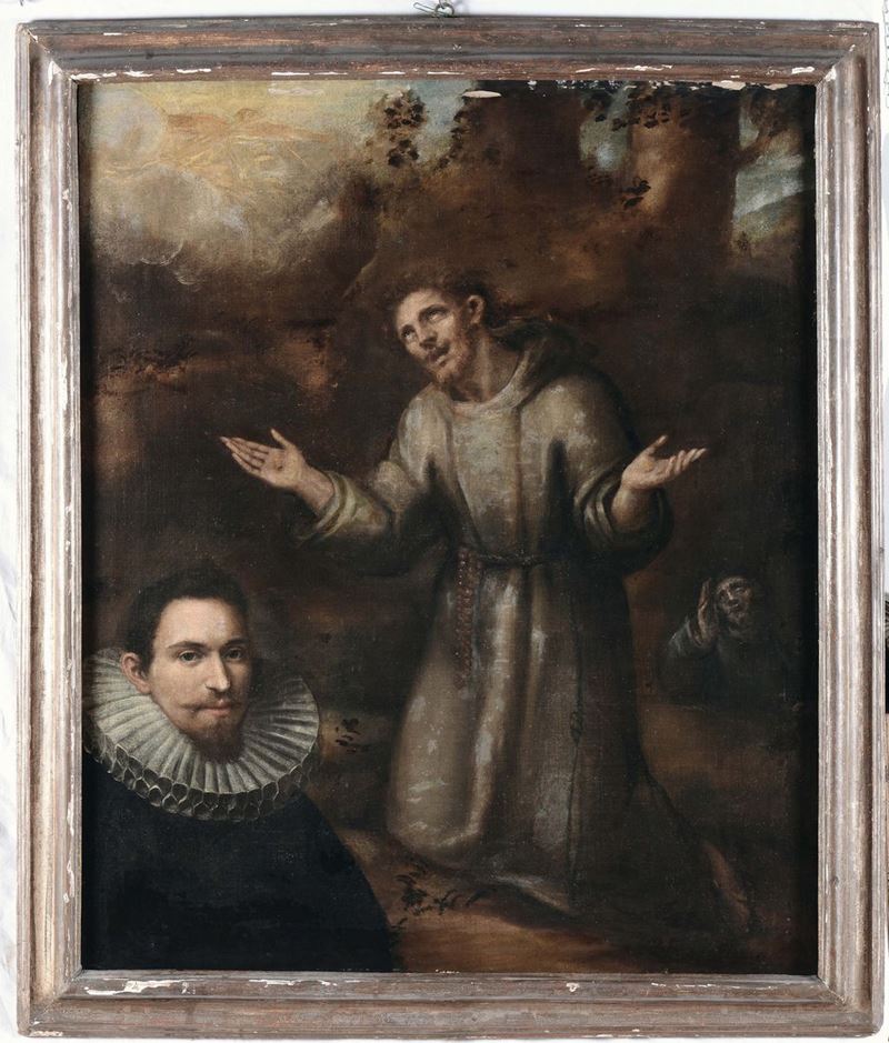 Guglielmo Caccia detto il Moncalvo ( Montabone 1568 - Moncalvo 1625) San Francesco riceve le stigmate  - Auction Old Masters Paintings - II - Cambi Casa d'Aste