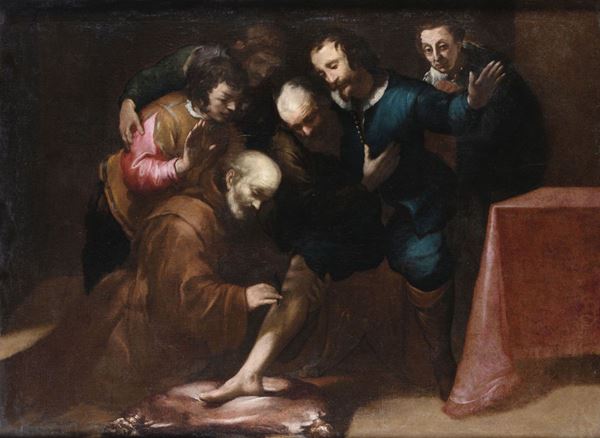 Luciano Borzone (Genova 1590 - 1645) Scena di guarigione