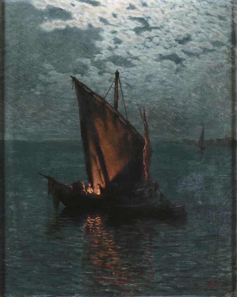 Gaetano Bellei : Gaetano Bellei (1857-1922) Barca a vela  - Asta Arredi e Oggetti d'Arte da Importanti Collezioni Private - Cambi Casa d'Aste