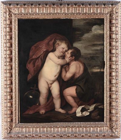 Theodor Van Thulden (den Bosch 1606 - 1669), Attribuito Agesù Bambino con San Giovannino