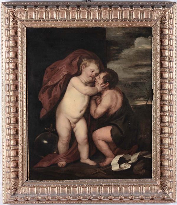 Theodor Van Thulden (Den Bosch 1606 - 1669), attribuito a Gesù Bambino con San Giovannino