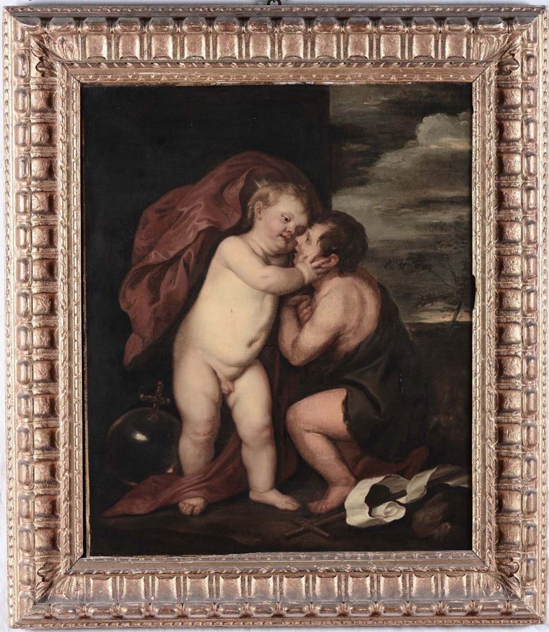 Theodor Van Thulden (Den Bosch 1606 - 1669), attribuito a Gesù Bambino con San Giovannino  - Asta Dipinti Antichi - II - Cambi Casa d'Aste