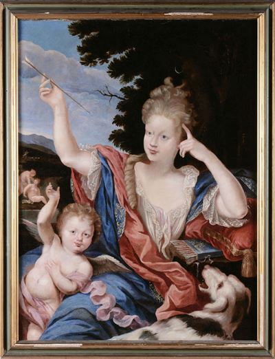 Pierre Mignard (troyes 1616 - Parigi 1695), Cerchia Diritratto di Dama in Veste di Diana