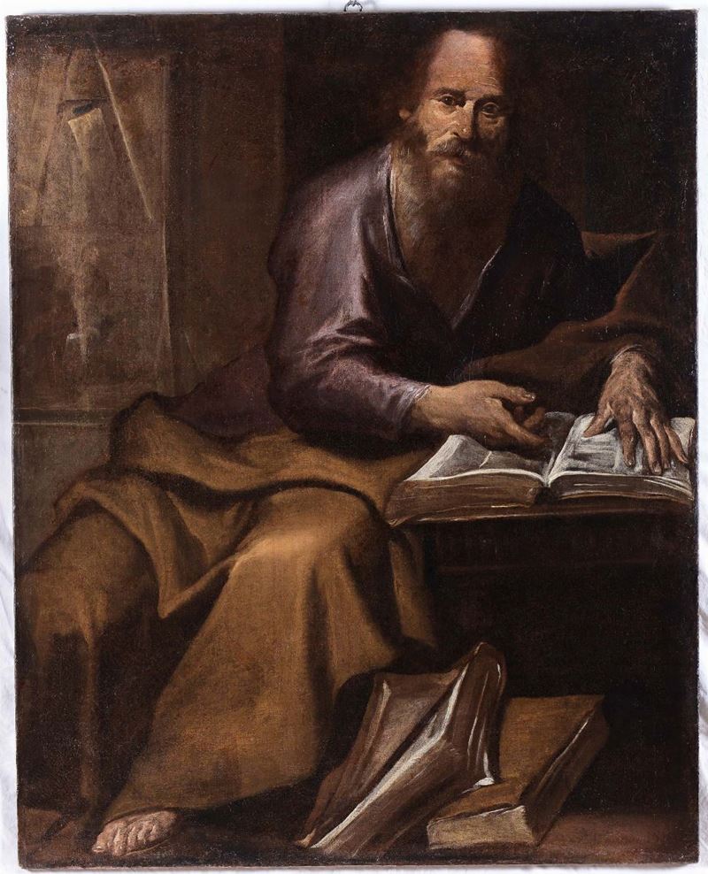 Gian Lorenzo Bertolotto (Genova 1640-1720) Figura di santo nello studio  - Auction Old Master Paintings - Cambi Casa d'Aste