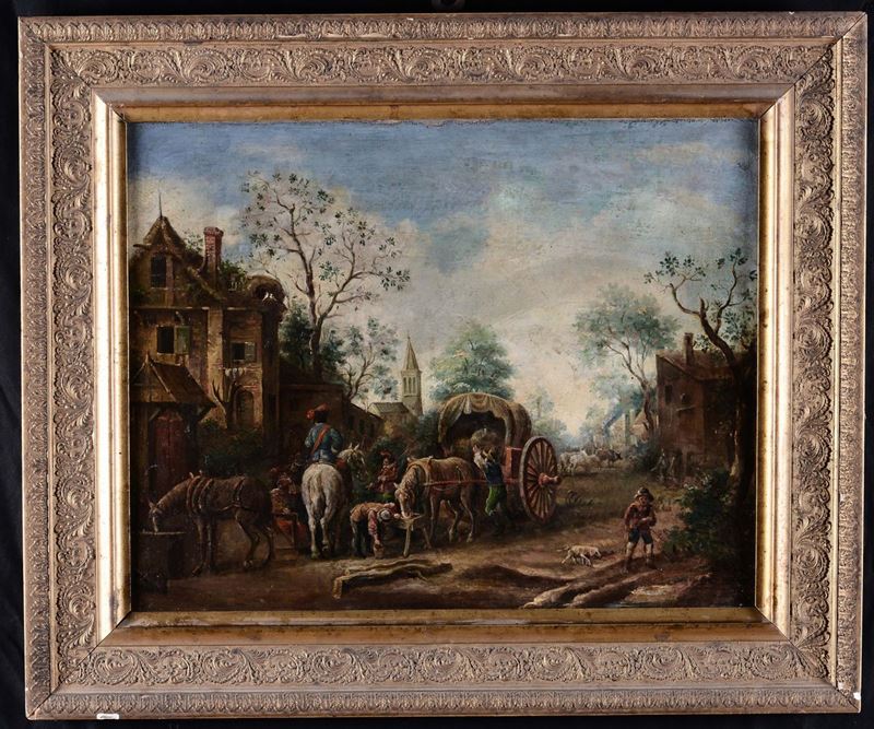 Scuola Fiamminga del XVIII secolo Paesaggio  - Asta Arredi e Oggetti d'Arte da Importanti Collezioni Private - Cambi Casa d'Aste
