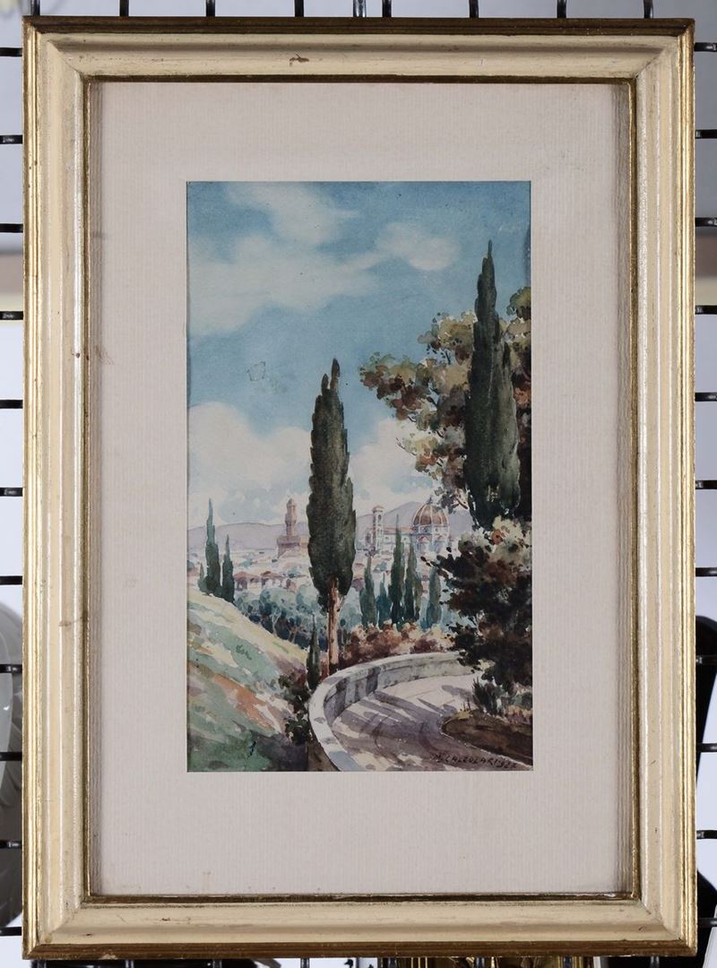 M. Calzolari Veduta di Firenze, 1927  - Asta Arredi e Oggetti d'Arte da Importanti Collezioni Private - Cambi Casa d'Aste