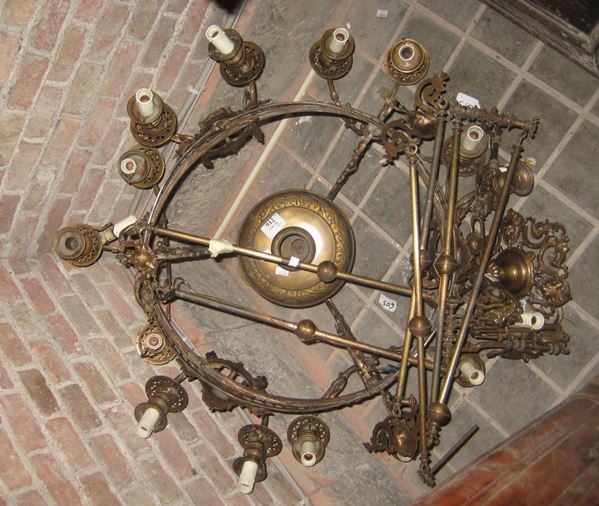 Lampadario in bronzo, XIX secolo