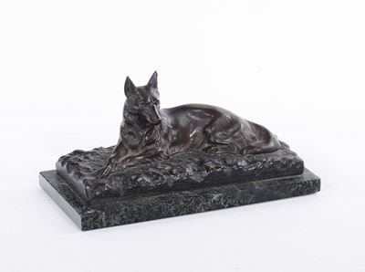 Bronzo Raffigurante Cane Firmato R. Vaenier, Inizi XX Secolo