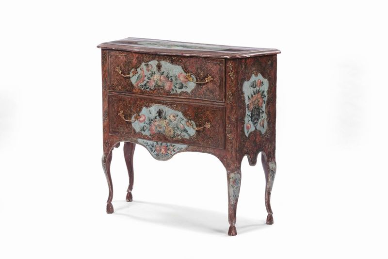 Comoncino in legno laccato, XVIII secolo  - Auction Furnishings and Works of Art from Important Private Collections - Cambi Casa d'Aste