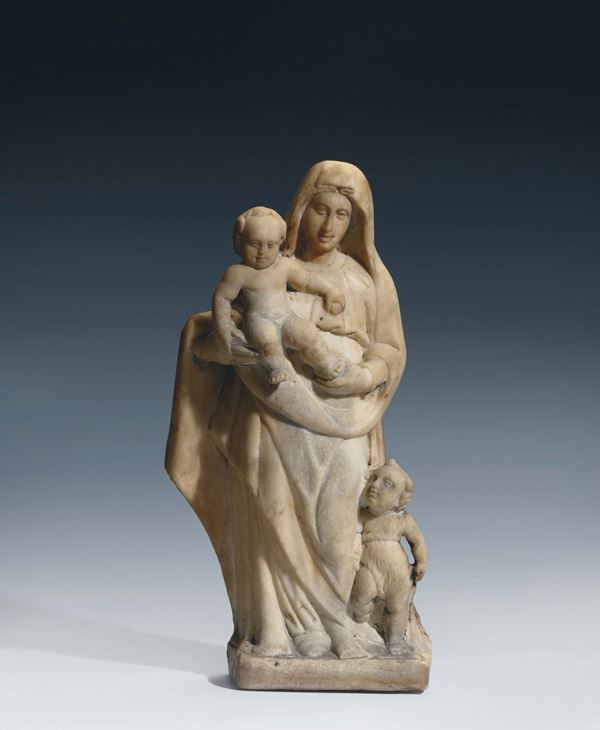 Scultore dell'Italia centrale del XVII-XVIII secolo Madonna con Bambino e S.Giovannino